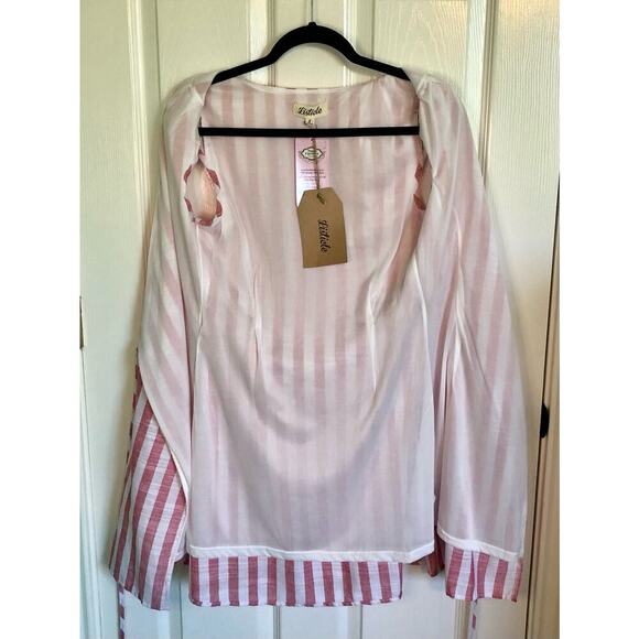 NWT Listicle Red & White Striped Wrap Dress Puff Cap Sleeves - Size Small - Picture 10 of 11